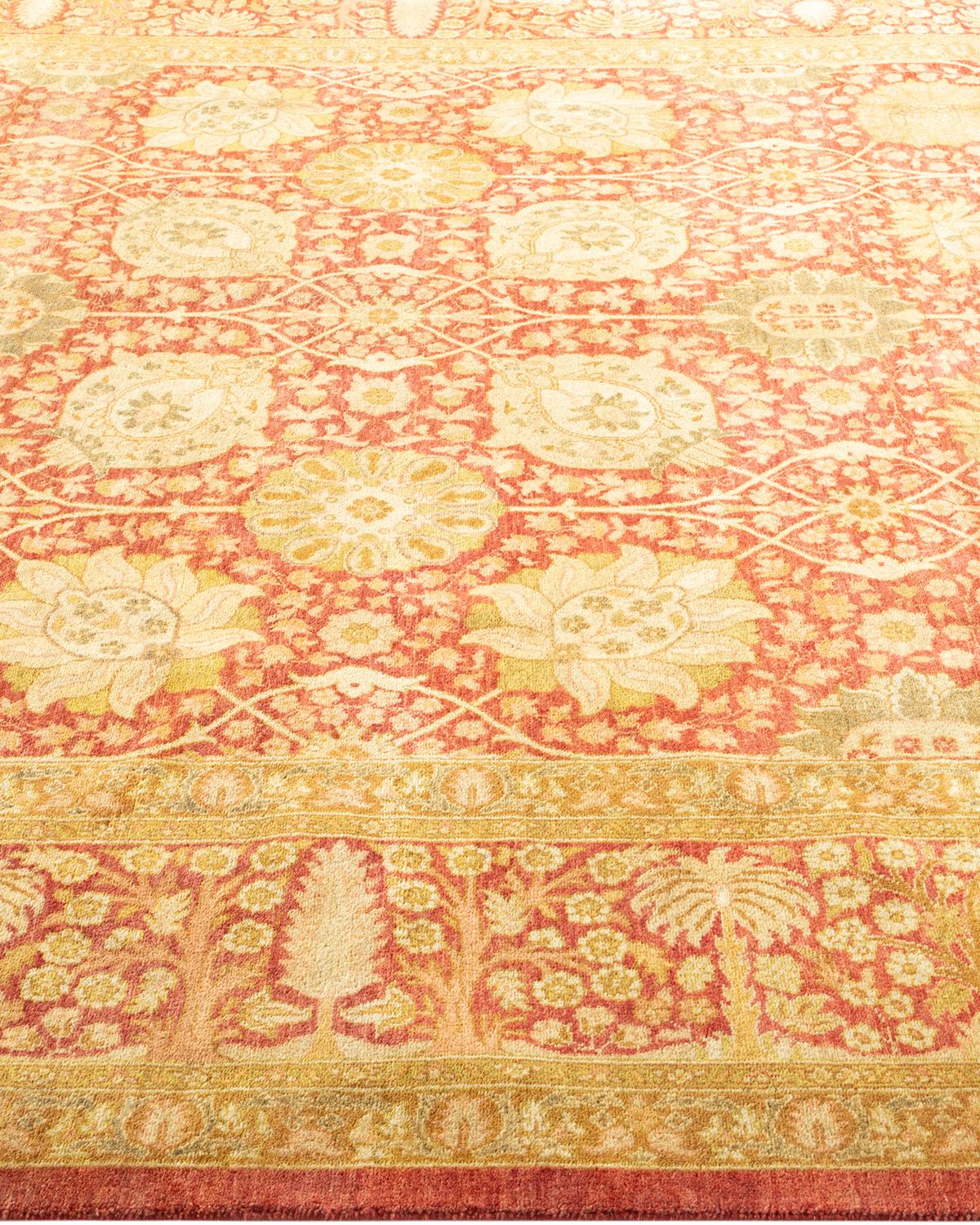 Tapis traditionnel orange Mogul unique en son genre fabriqué à la main Neuf - En vente à Norwalk, CT