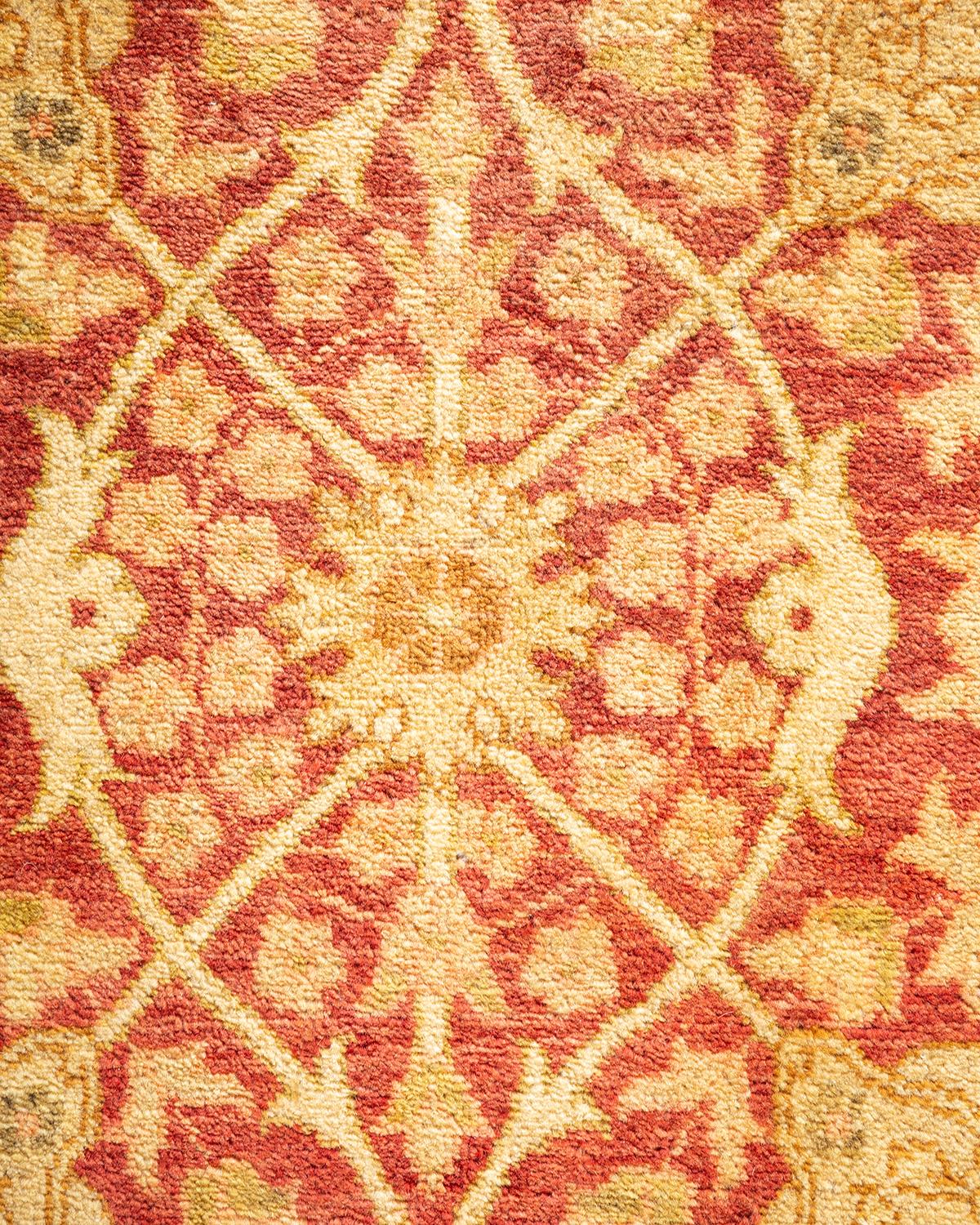 XXIe siècle et contemporain Tapis traditionnel orange Mogul unique en son genre fabriqué à la main en vente