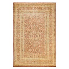 Traditioneller, handgefertigter Mogul Orange Teppich, Unikat