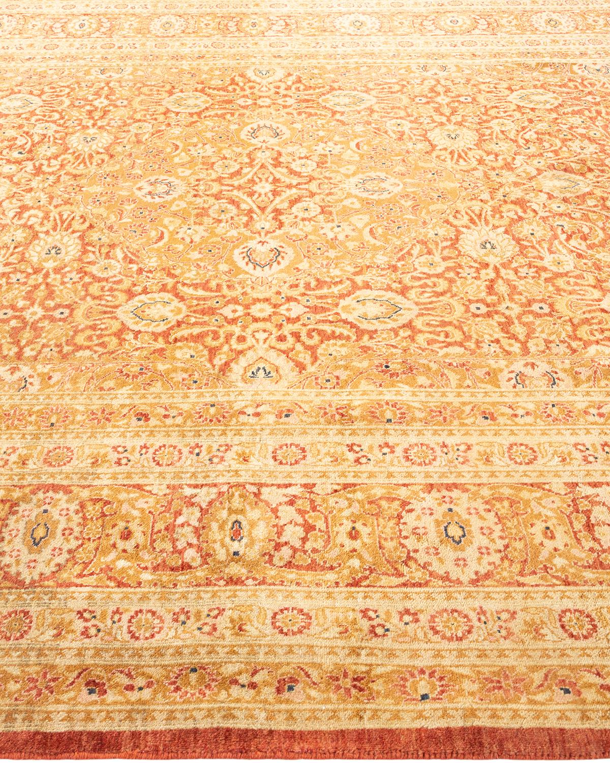 Tapis traditionnel orange Mogul unique fait à la main, unique en son genre Neuf - En vente à Norwalk, CT