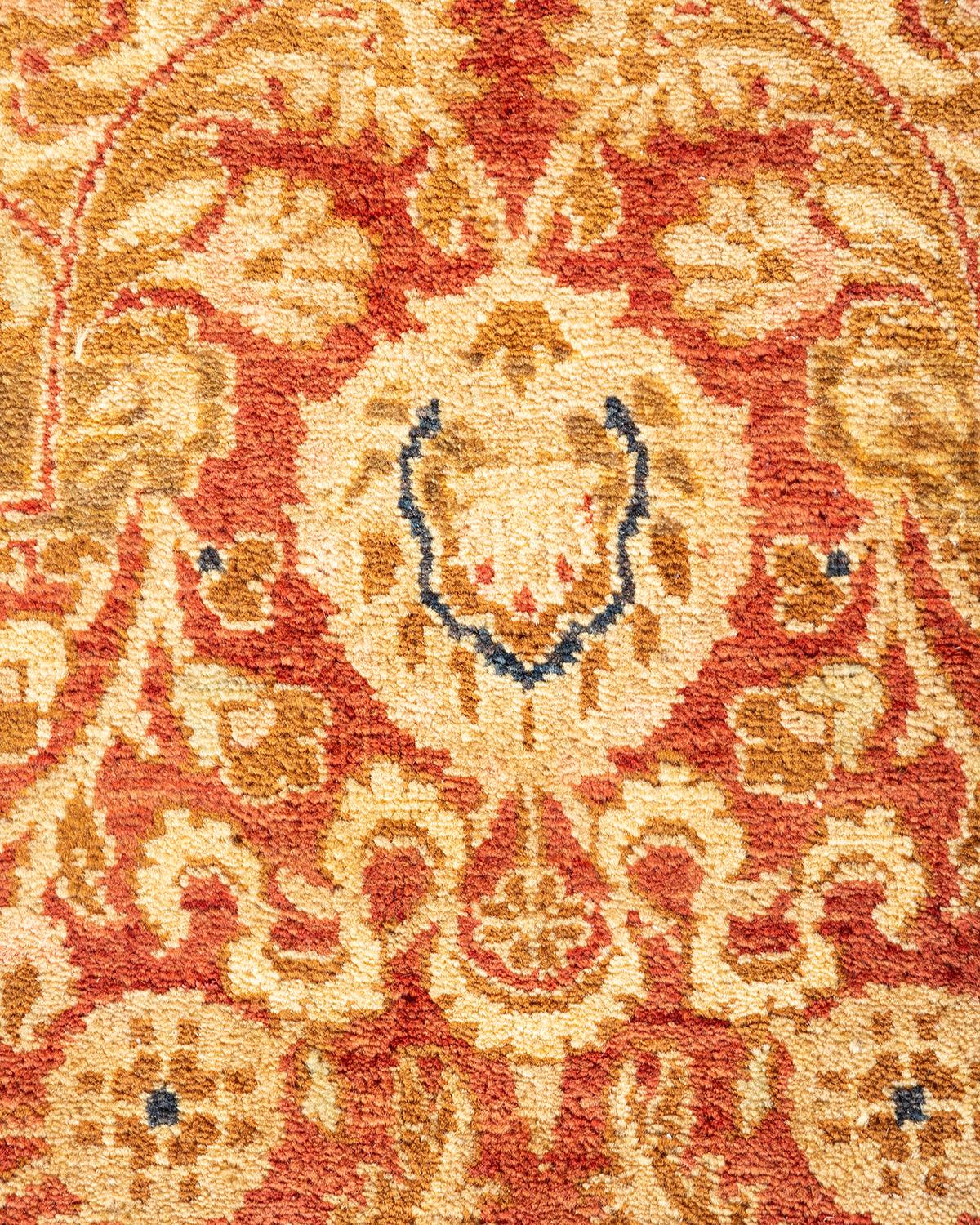 XXIe siècle et contemporain Tapis traditionnel orange Mogul unique fait à la main, unique en son genre en vente
