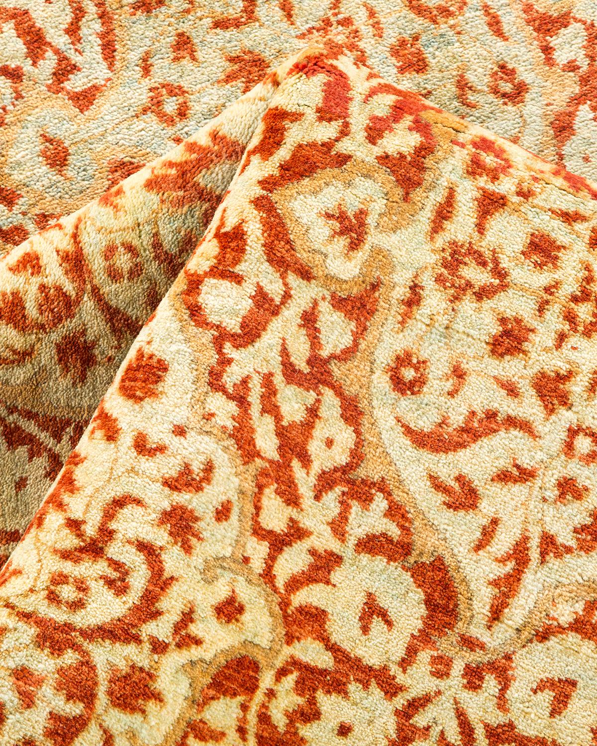 Other One-of-a-kind Hand Made Traditional Mogul Orange Area Rug For Sale