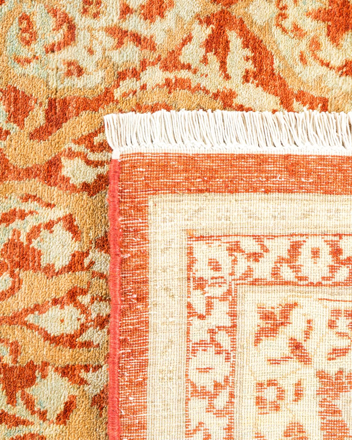 Hand-Knotted One-of-a-kind Hand Made Traditional Mogul Orange Area Rug For Sale