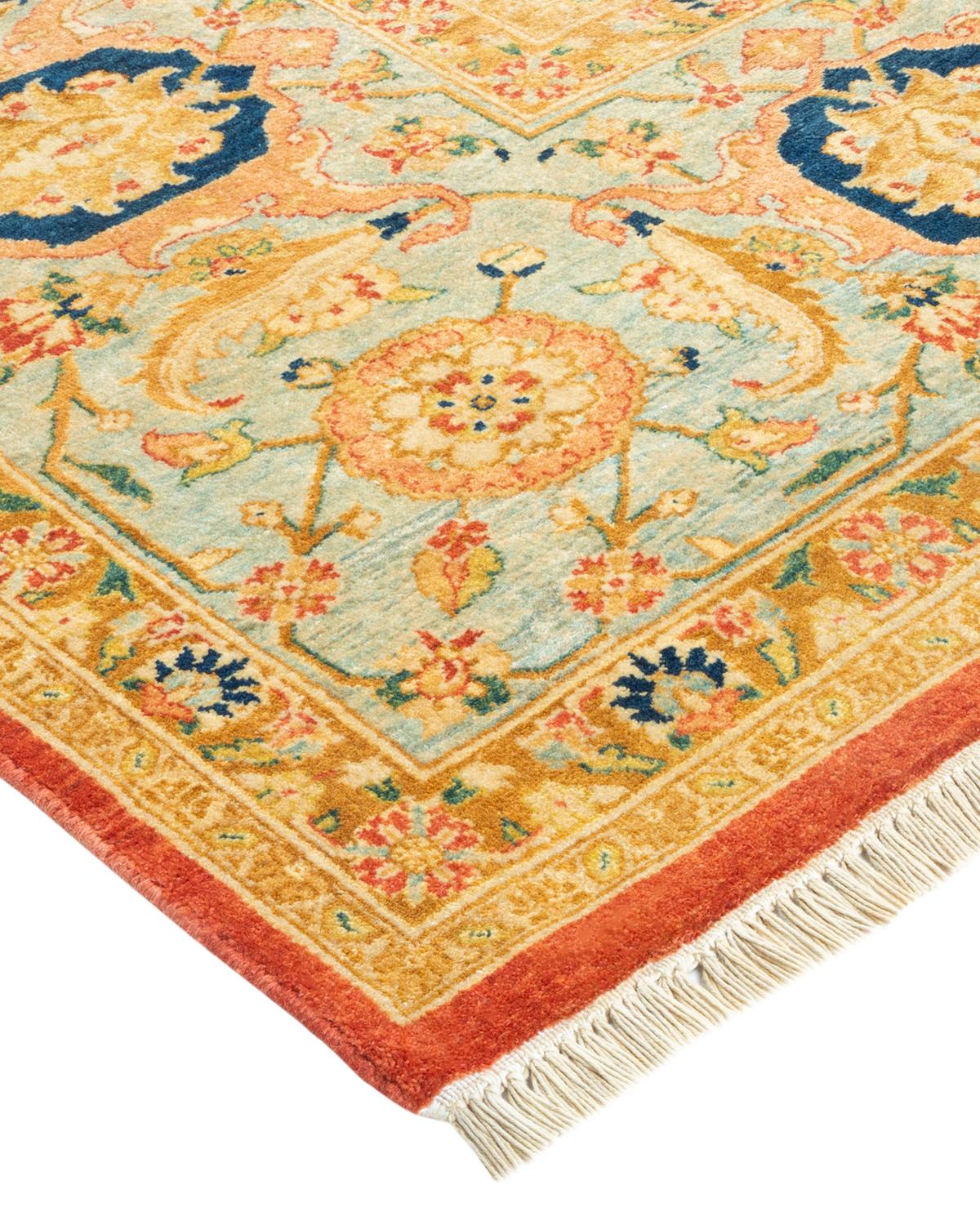 Tapis traditionnel orange Mogul, unique en son genre, fabriqué à la main en vente 2
