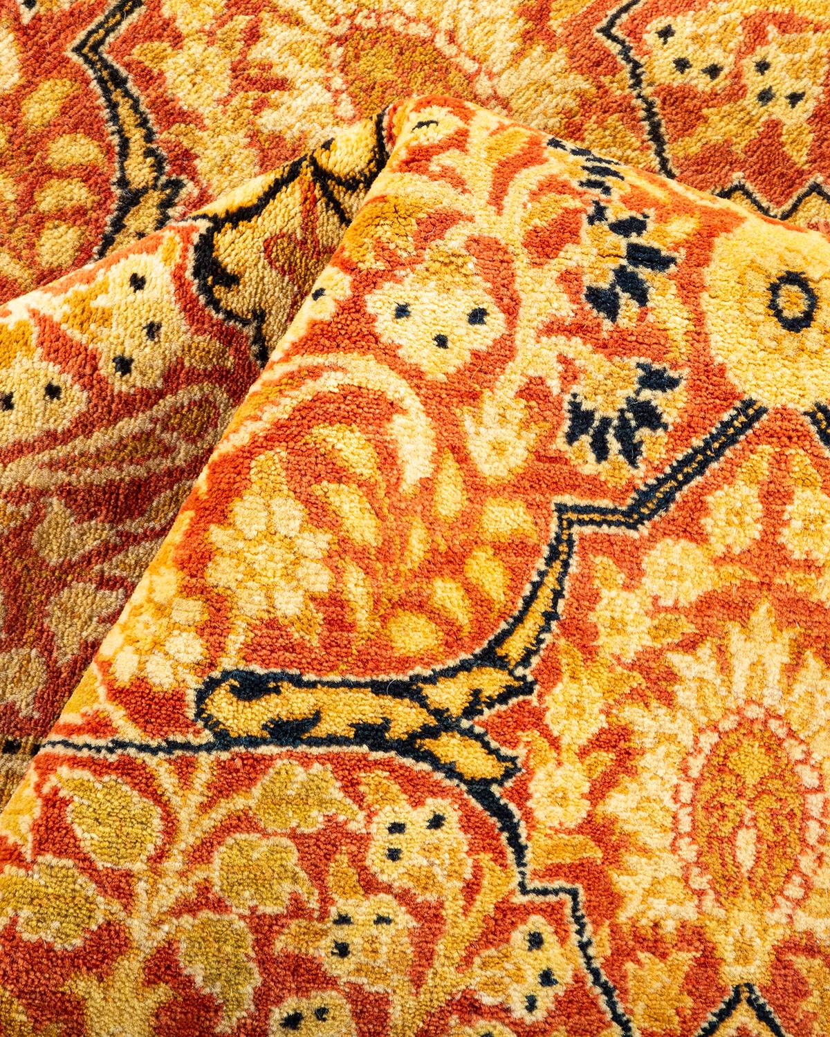 Other One-of-a-Kind Hand Made Traditional Mogul Orange Area Rug For Sale