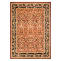 One-of-a-Kind Hand Made Traditional Mogul Orange Area Rug