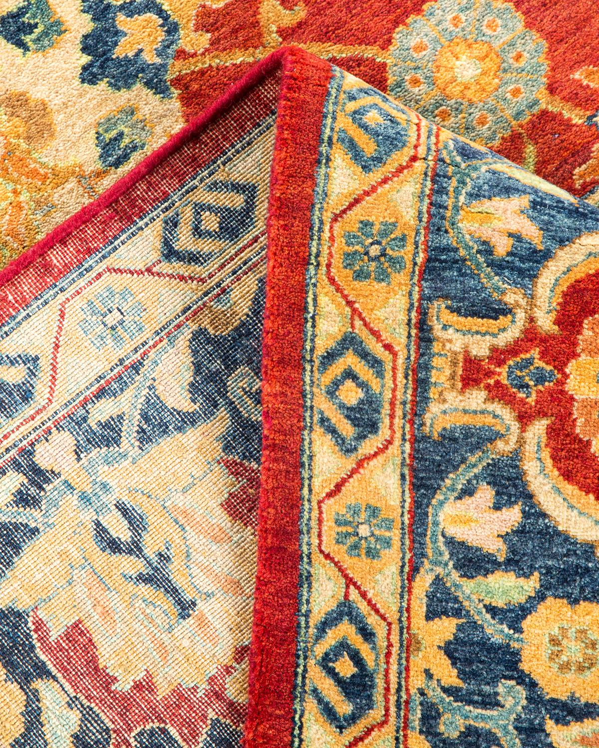 Traditioneller Mogul Orange Teppich, handgefertigt, Unikat (Pakistanisch) im Angebot