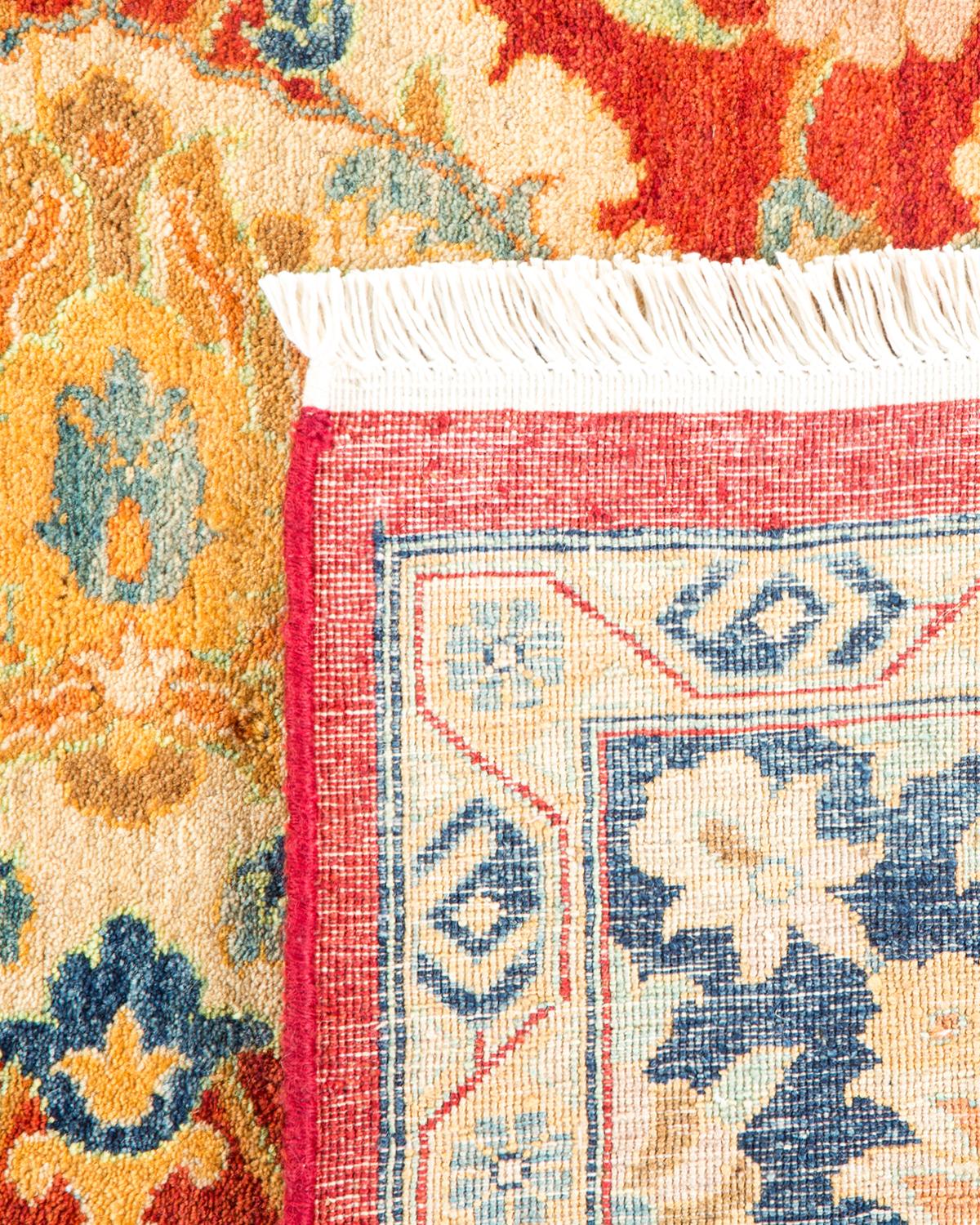 Traditioneller Mogul Orange Teppich, handgefertigt, Unikat (Handgeknüpft) im Angebot