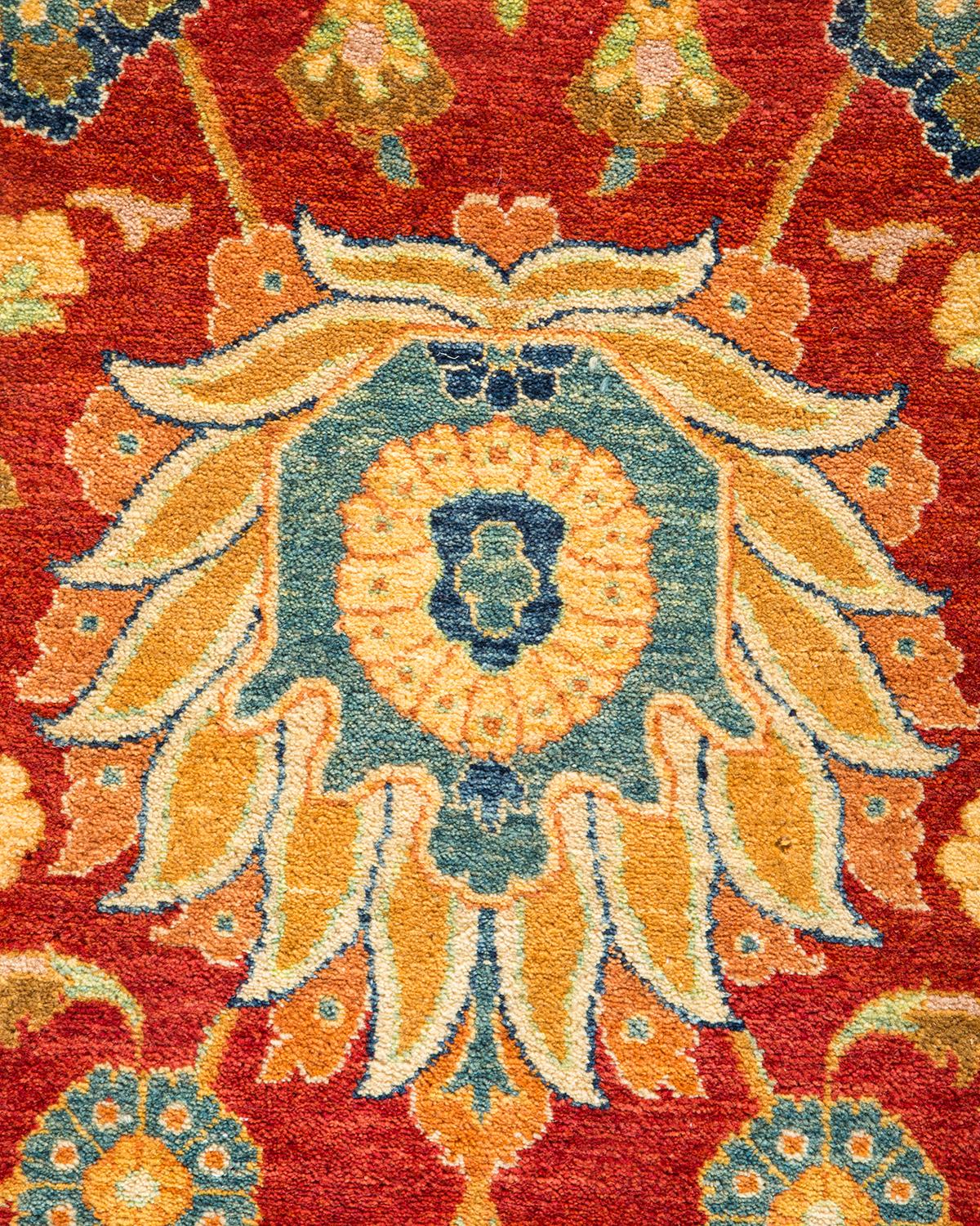 Traditioneller Mogul Orange Teppich, handgefertigt, Unikat (21. Jahrhundert und zeitgenössisch) im Angebot