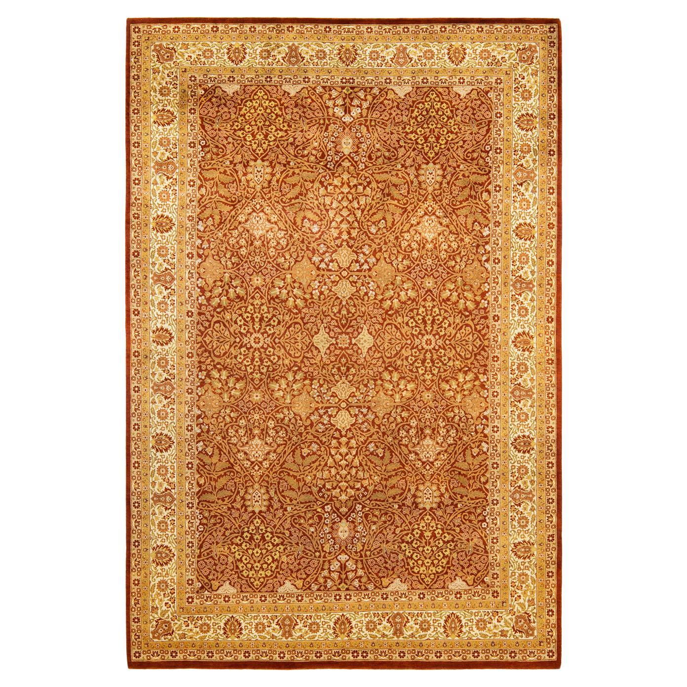 One-Of-A-Kind Hand Made Traditional Mogul Orange Area Rug