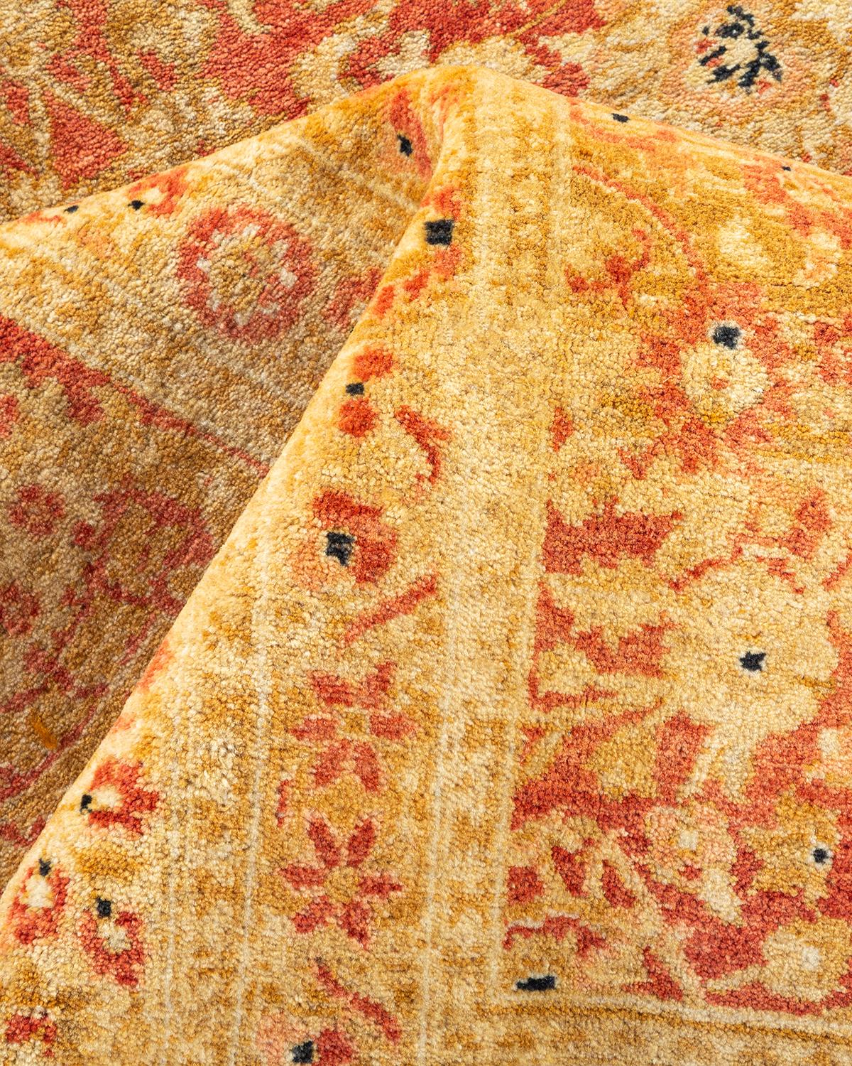 Autre Tapis traditionnel orange Mogul, unique en son genre, fabriqué à la main en vente
