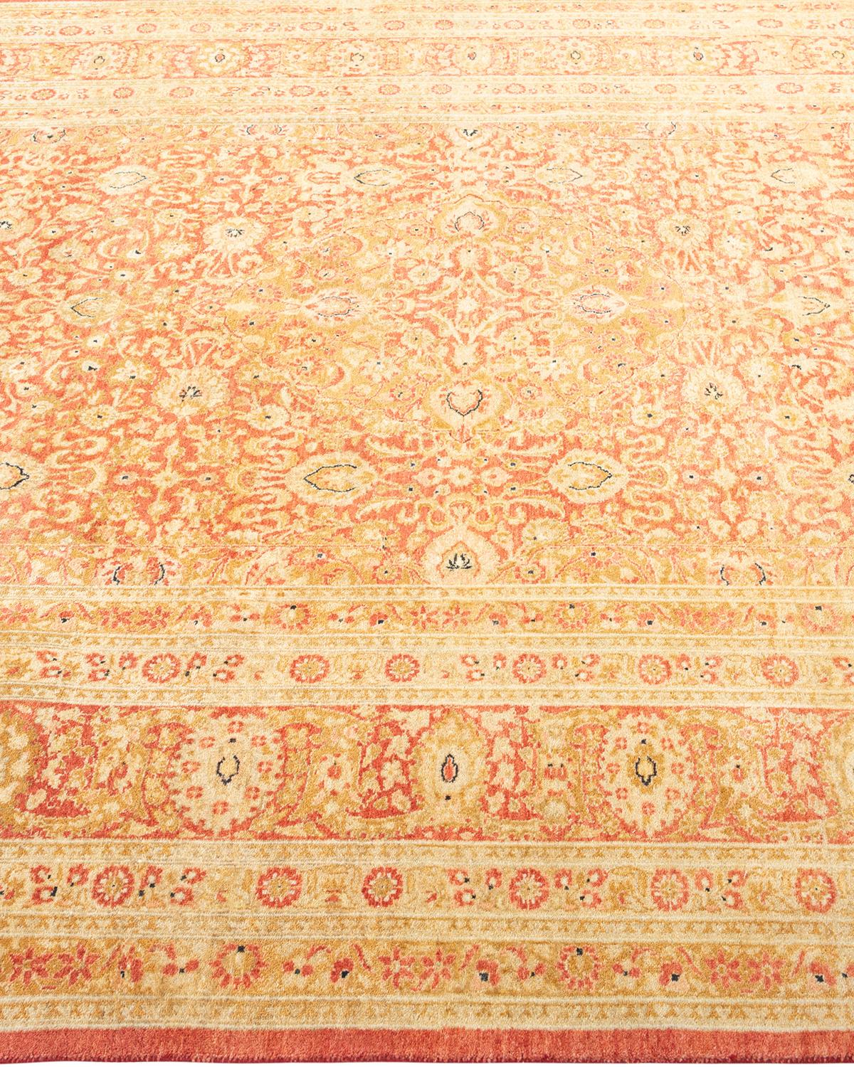 Tapis traditionnel orange Mogul, unique en son genre, fabriqué à la main Neuf - En vente à Norwalk, CT