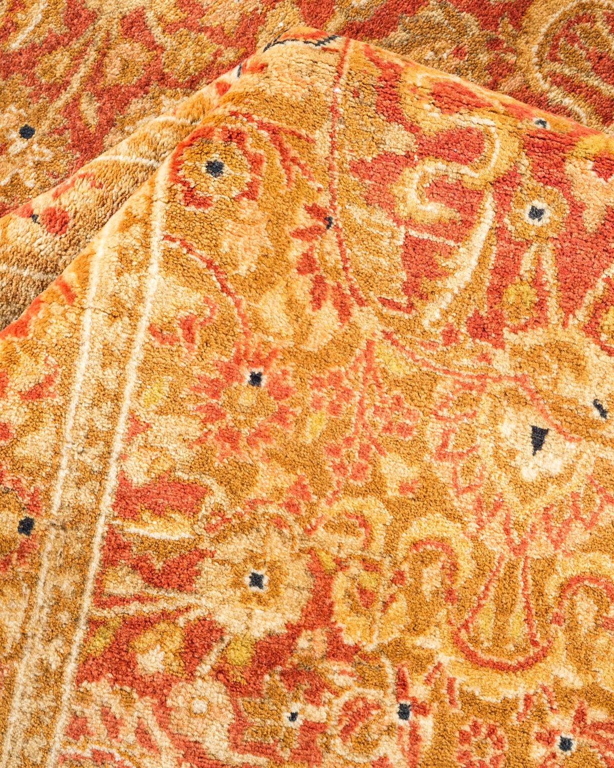 Other One-of-a-kind Hand Made Traditional Mogul Orange Area Rug For Sale