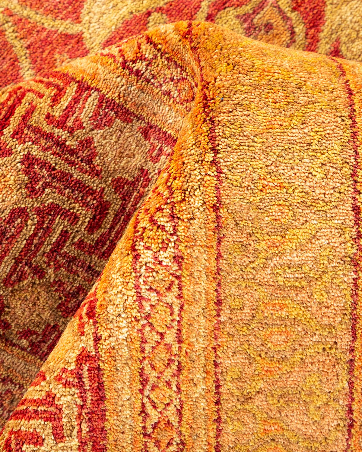 Other One-of-a-Kind Hand Made Traditional Mogul Orange Area Rug For Sale