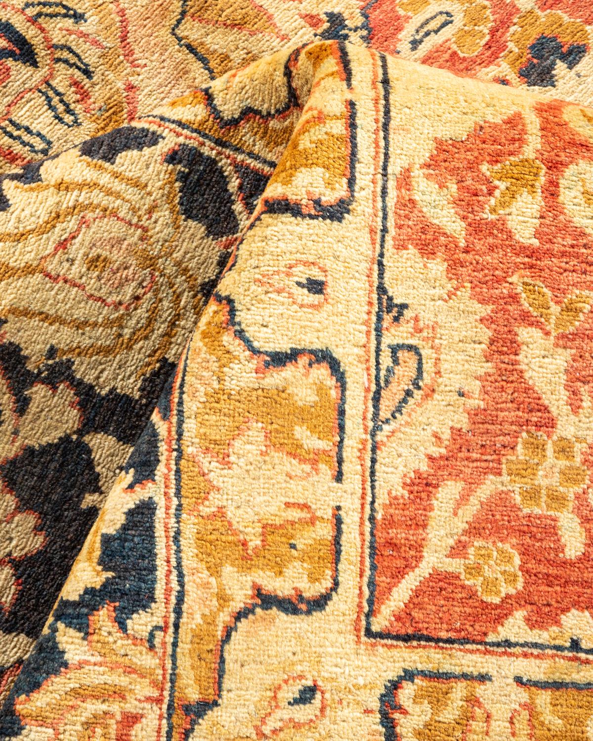 Other One-of-a-Kind Hand Made Traditional Mogul Orange Area Rug For Sale