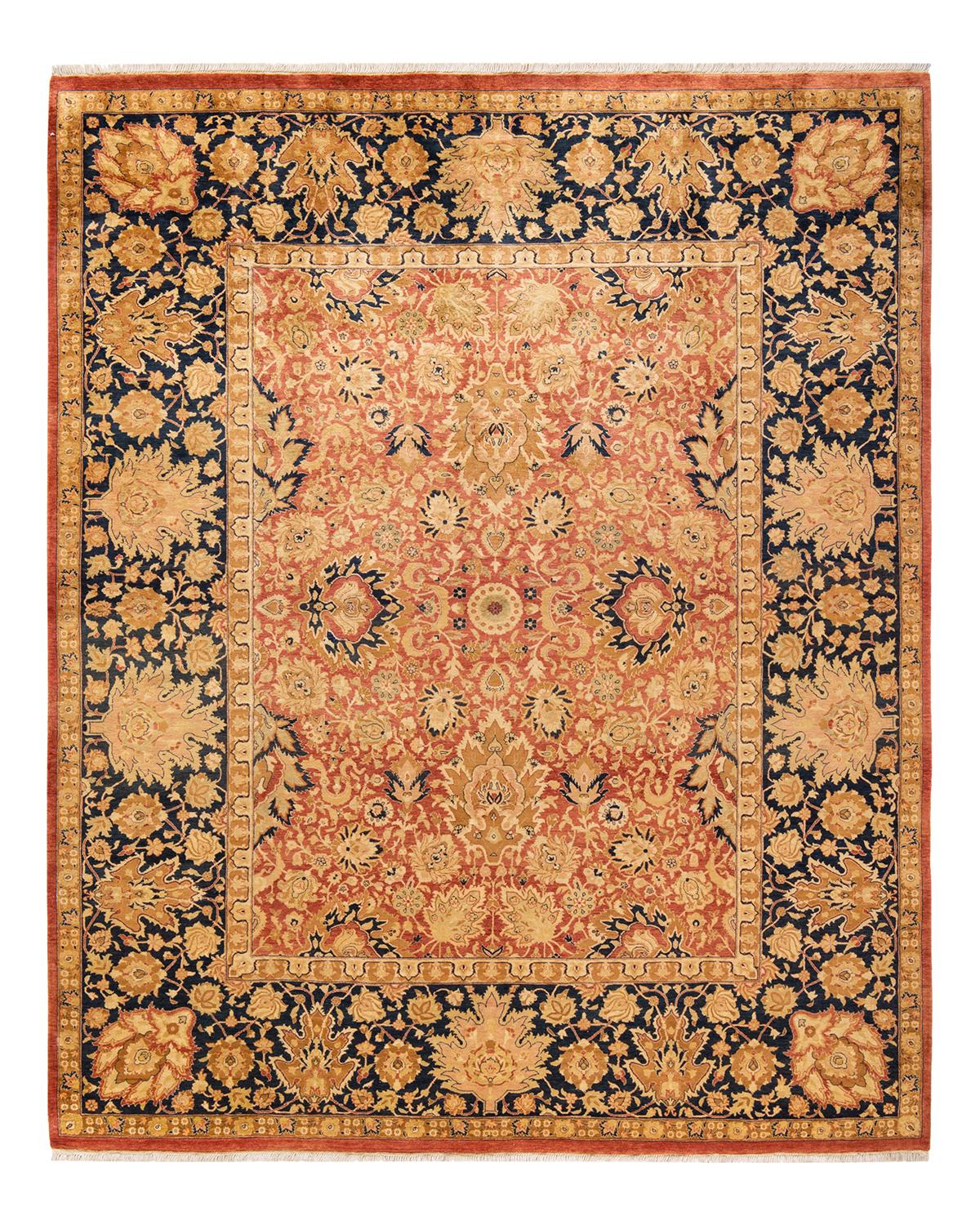 Autre Tapis traditionnel orange Mogul, unique en son genre, fabriqué à la main en vente