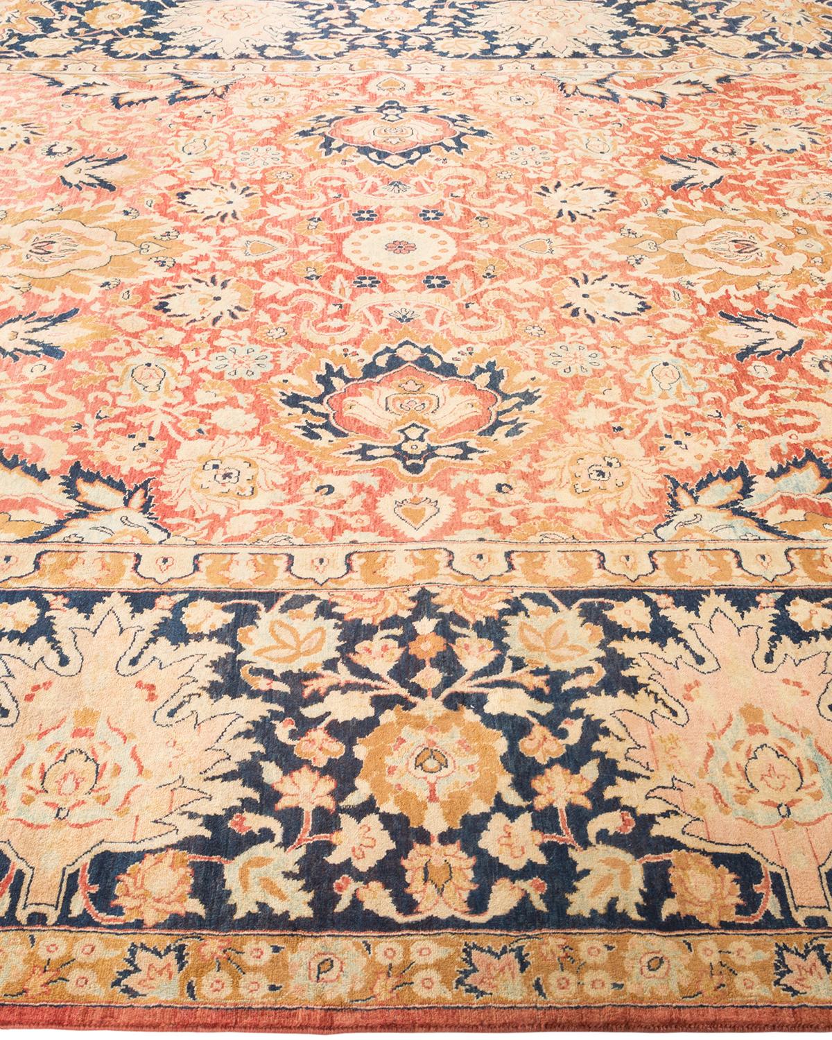 Tapis traditionnel orange Mogul unique fait à la main, unique en son genre Neuf - En vente à Norwalk, CT