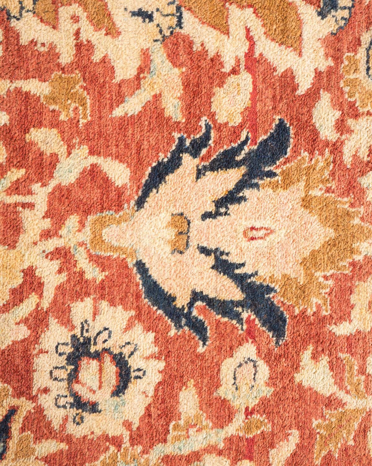 XXIe siècle et contemporain Tapis traditionnel orange Mogul unique fait à la main, unique en son genre en vente
