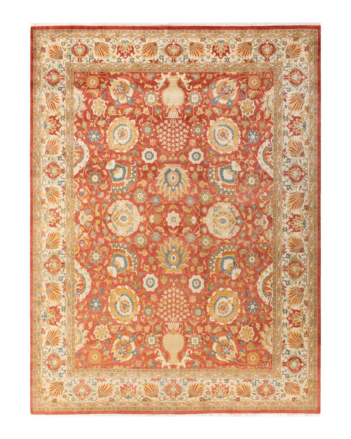 Other One-of-a-kind Hand Made Traditional Mogul Orange Area Rug For Sale