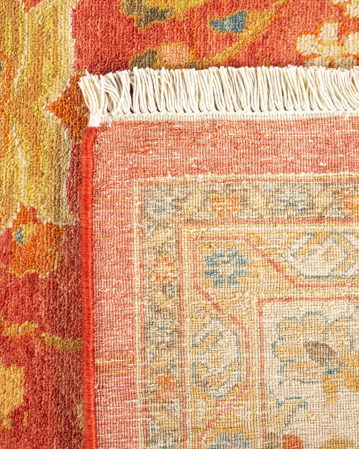 One-of-a-kind Hand Made Traditional Mogul Orange Area Rug In New Condition For Sale In Norwalk, CT