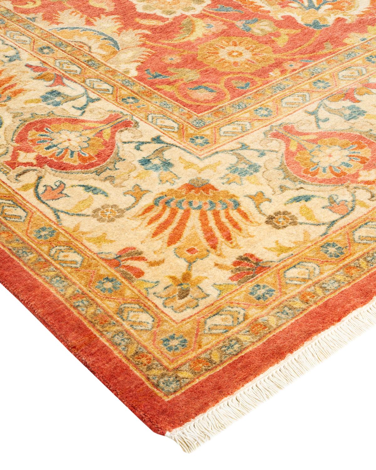 One-of-a-kind Hand Made Traditional Mogul Orange Area Rug For Sale 1