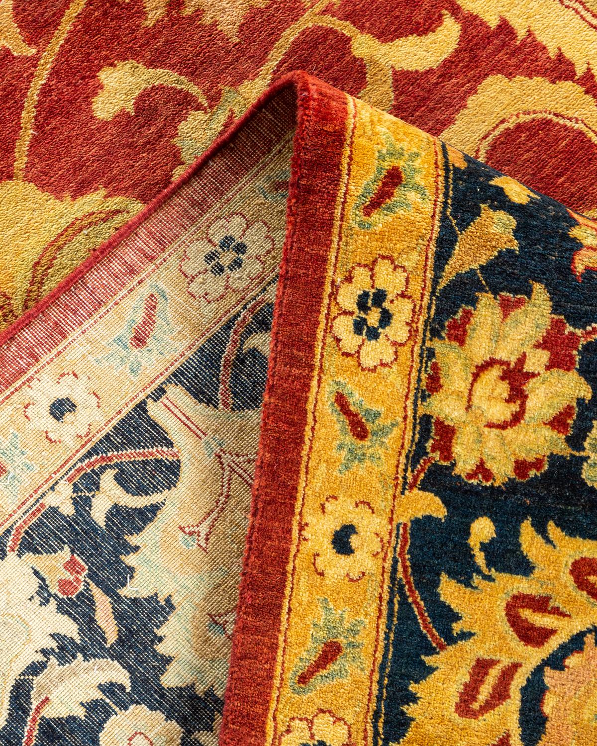 Alfombra tradicional única Hand Made Mogul Naranja Pakistaní en venta