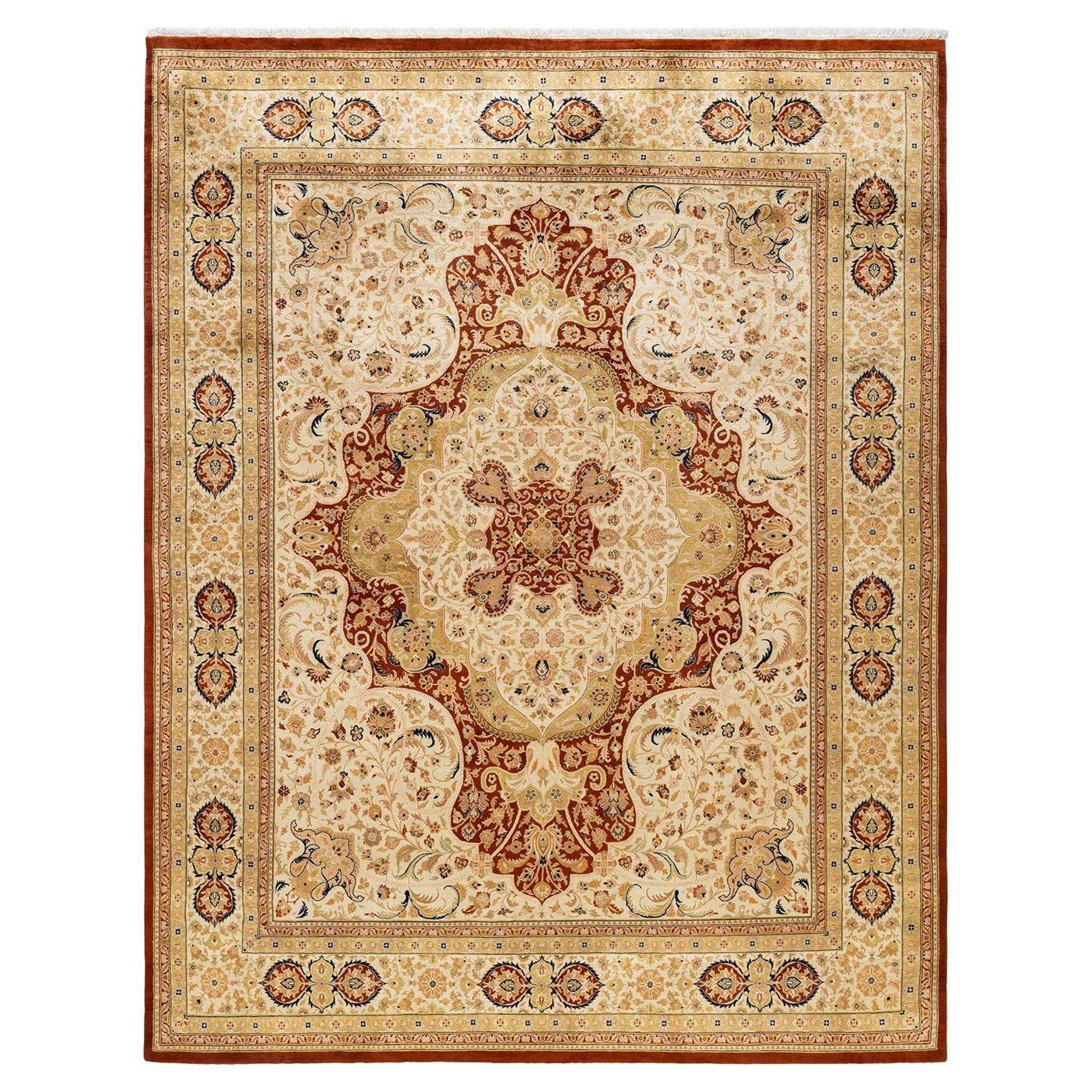 One-of-a-kind Hand Made Traditional Mogul Orange Area Rug
