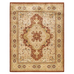 One-of-a-kind Hand Made Traditional Mogul Orange Area Rug