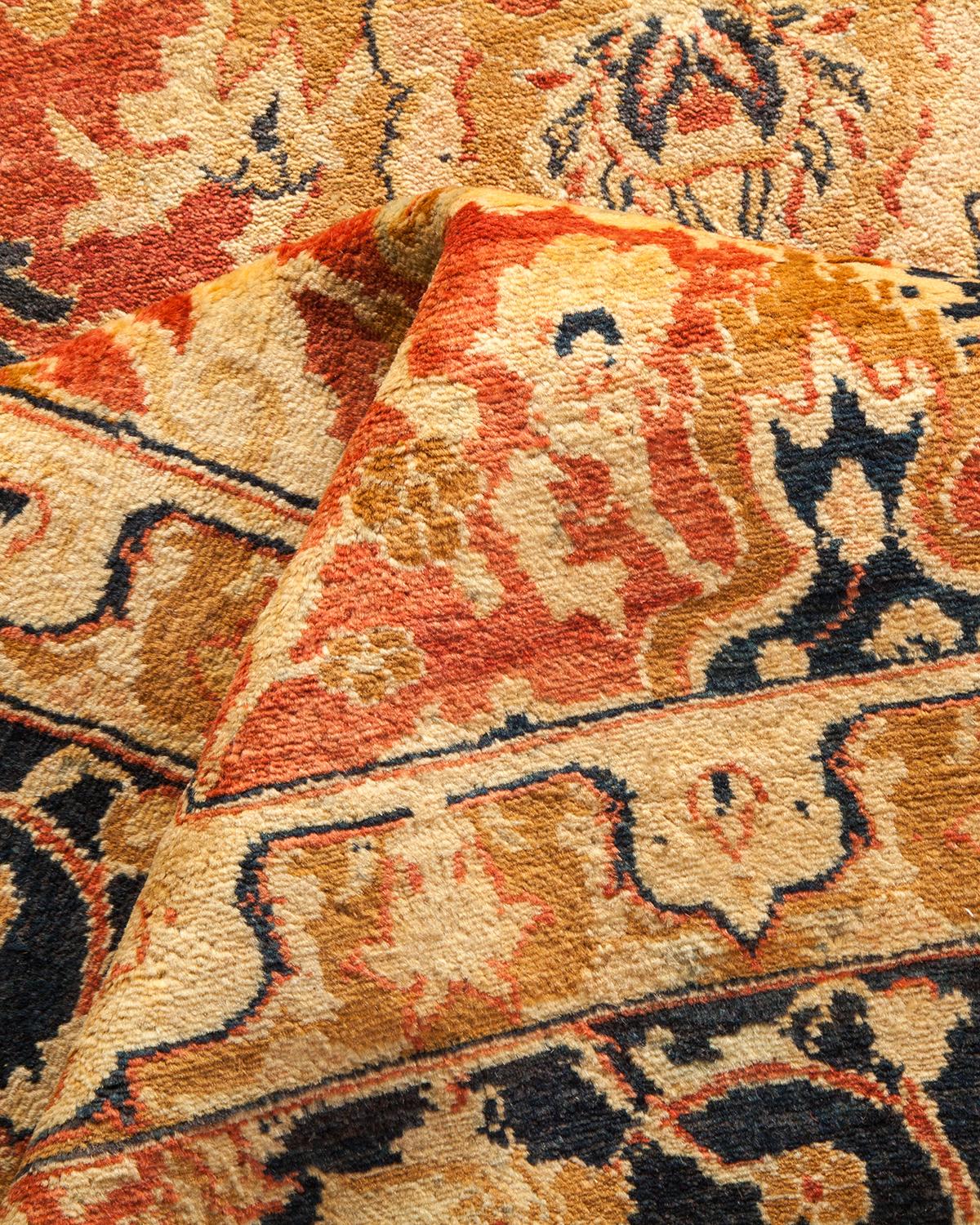 Autre Tapis traditionnel orange Mogul unique fait à la main, unique en son genre en vente