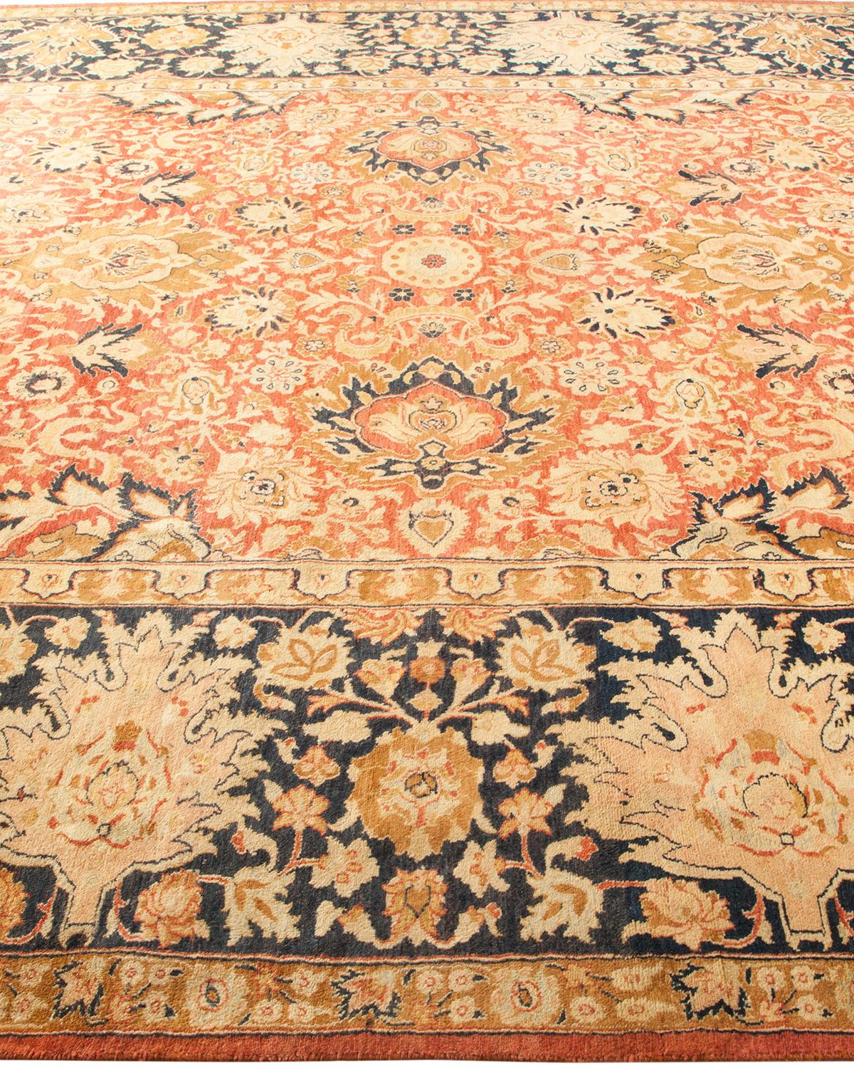Tapis traditionnel orange Mogul unique fait à la main, unique en son genre Neuf - En vente à Norwalk, CT
