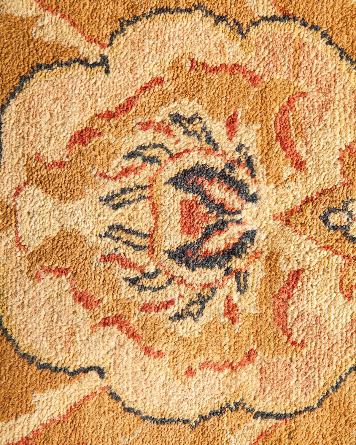 XXIe siècle et contemporain Tapis traditionnel orange Mogul unique fait à la main, unique en son genre en vente