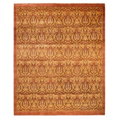 One-Of-A-Kind Hand Made Traditional Mogul Orange Area Rug