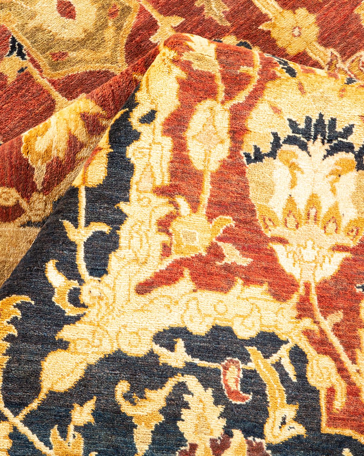 Other One-Of-A-Kind Hand Made Traditional Mogul Orange Area Rug For Sale