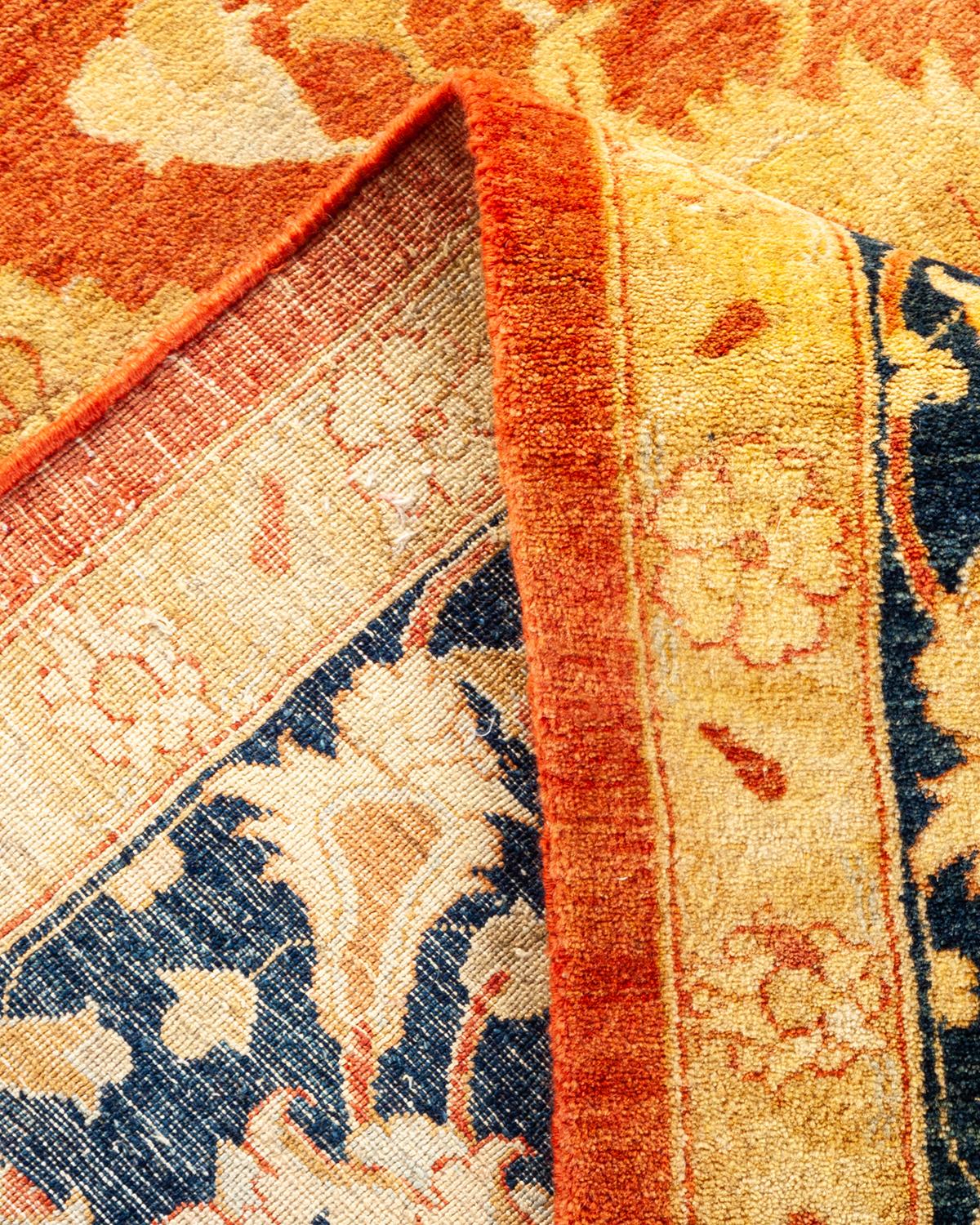 Pakistano Tappeto tradizionale Mogul arancione Hand Made unico nel suo genere in vendita