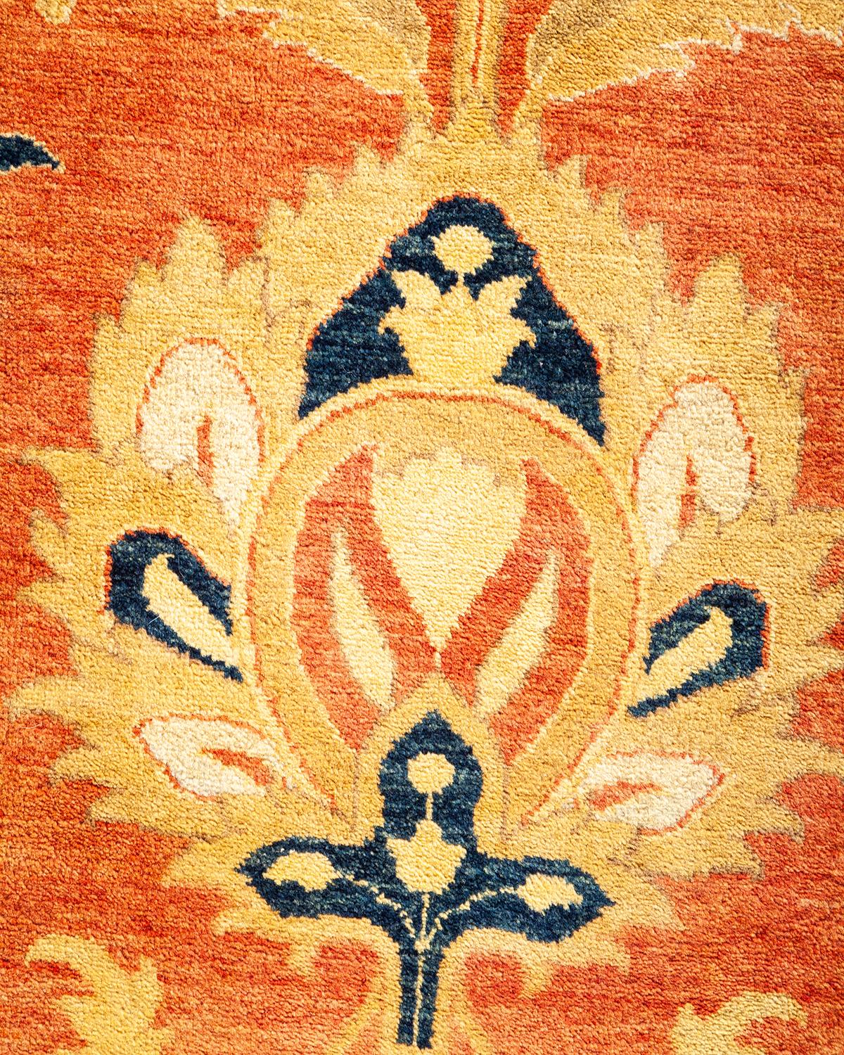 XXI secolo e contemporaneo Tappeto tradizionale Mogul arancione Hand Made unico nel suo genere in vendita