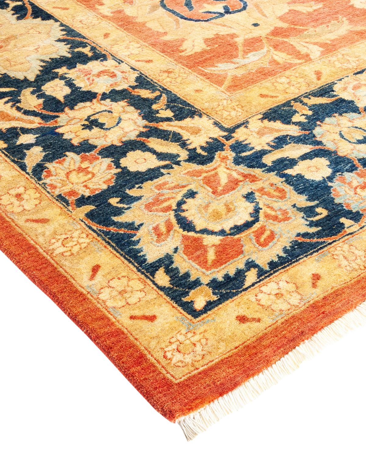 Lana Tappeto tradizionale Mogul arancione Hand Made unico nel suo genere in vendita