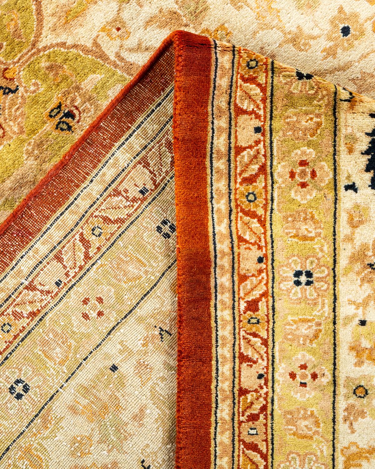 Traditioneller, handgefertigter Mogul Orange Teppich, Unikat (Pakistanisch) im Angebot