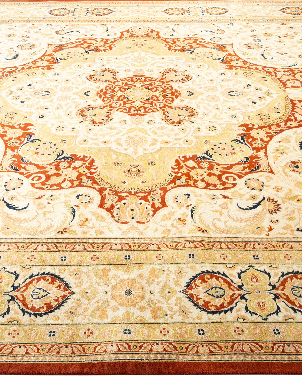Traditioneller, handgefertigter Mogul Orange Teppich, Unikat im Zustand „Neu“ im Angebot in Norwalk, CT