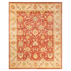 One-Of-A-Kind Hand Made Traditional Mogul Orange Area Rug