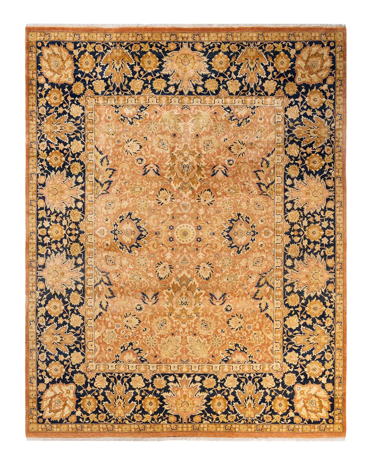 Autre Tapis traditionnel orange Mogul unique en son genre fabriqué à la main en vente