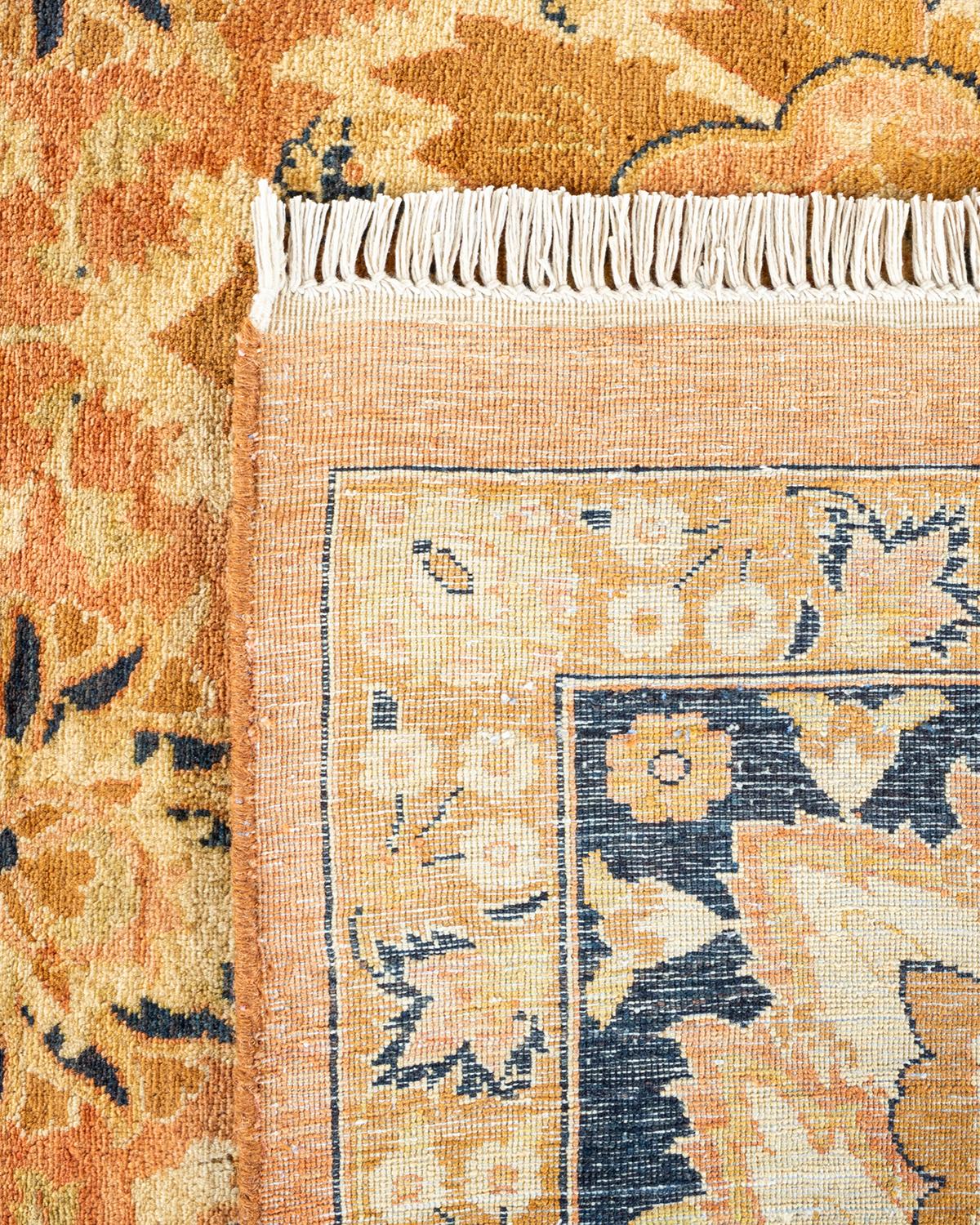Tapis traditionnel orange Mogul unique en son genre fabriqué à la main Neuf - En vente à Norwalk, CT