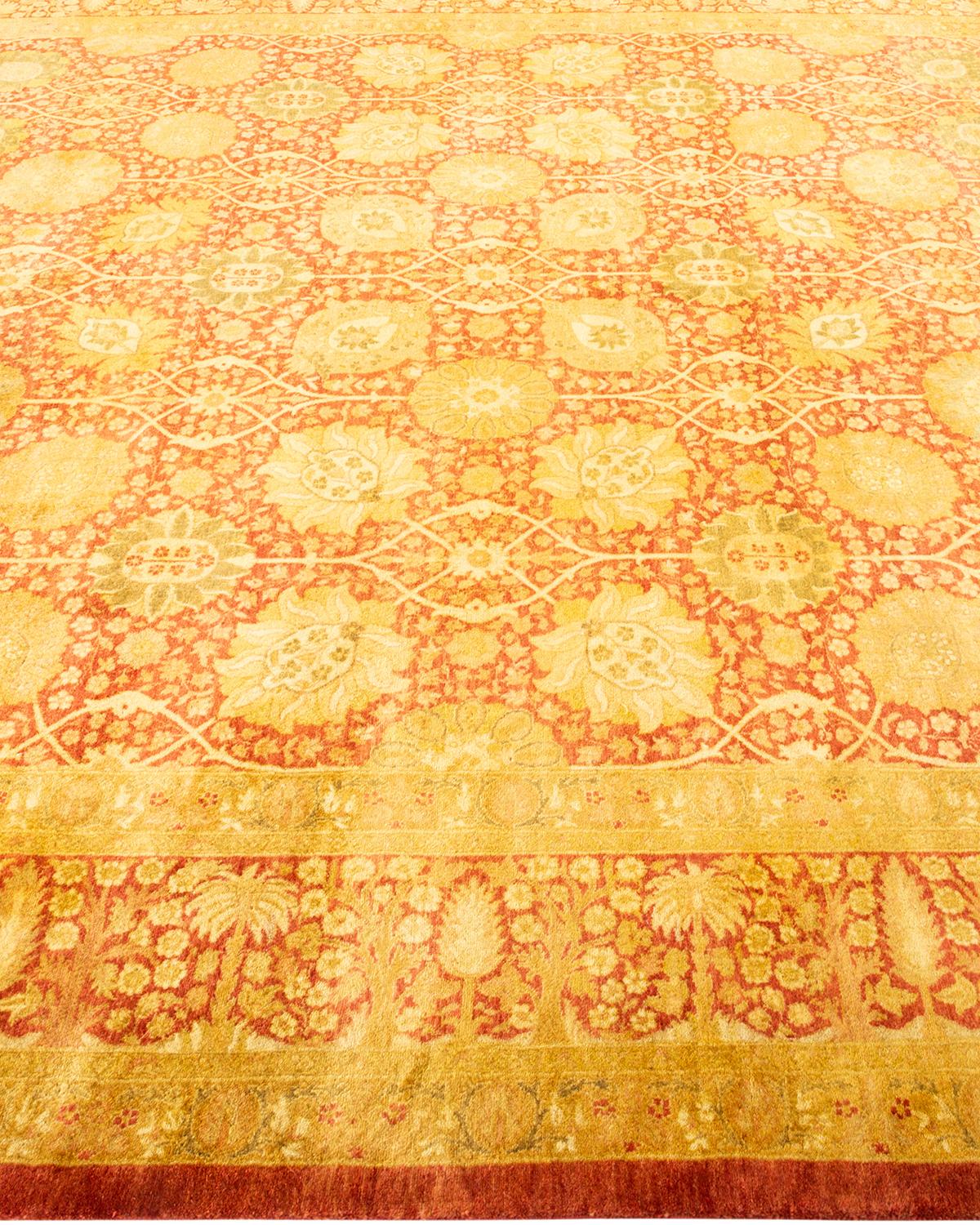 Tapis traditionnel orange Mogul unique en son genre fabriqué à la main Neuf - En vente à Norwalk, CT