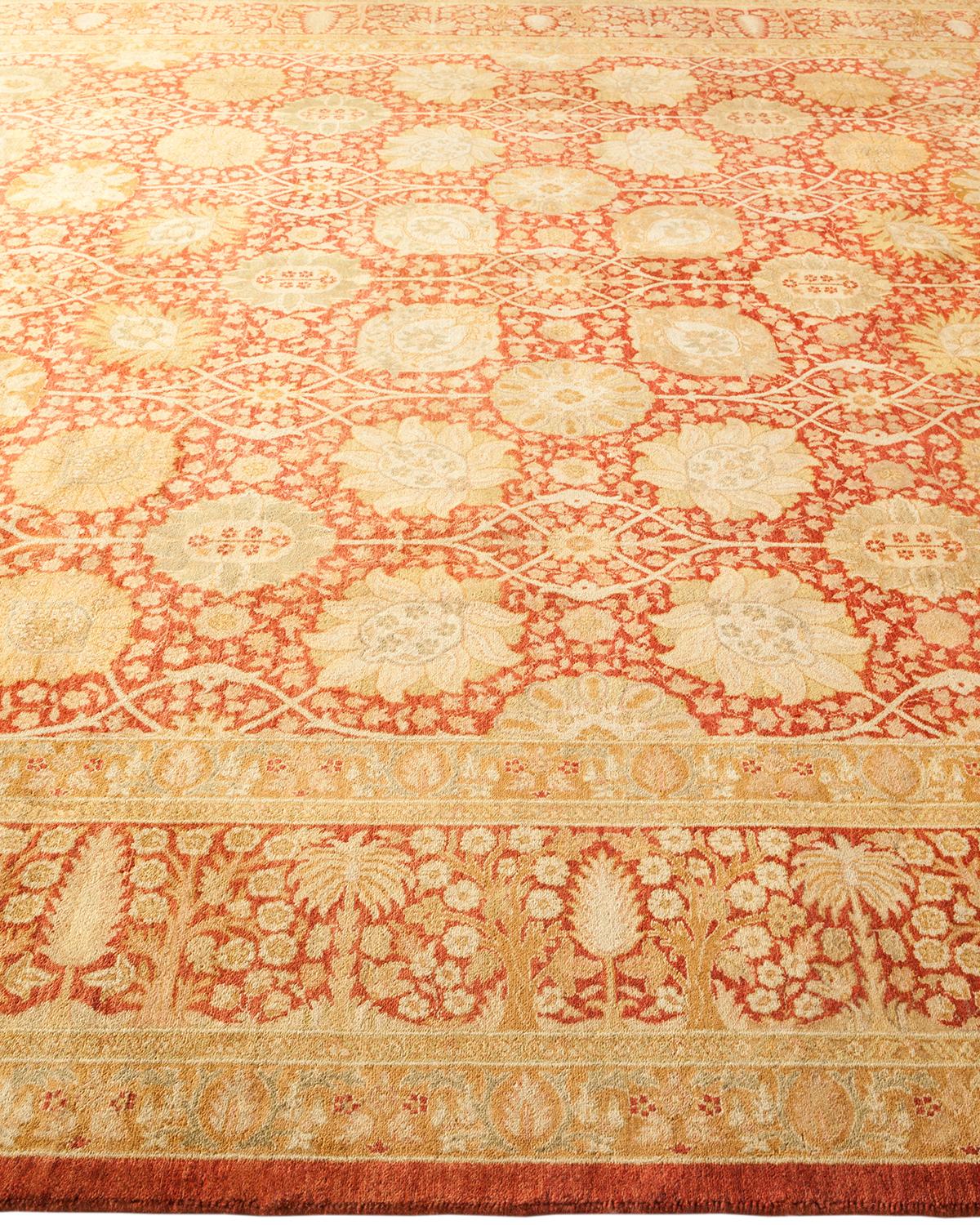 Tapis traditionnel orange Mogul unique fait à la main, unique en son genre Neuf - En vente à Norwalk, CT