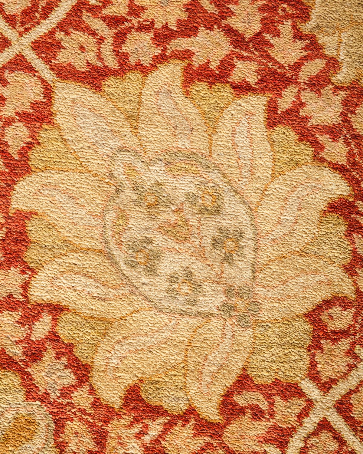 XXIe siècle et contemporain Tapis traditionnel orange Mogul unique fait à la main, unique en son genre en vente