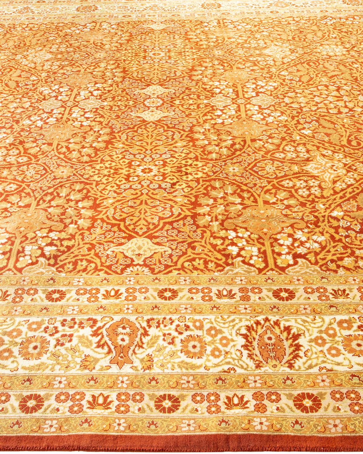 Alfombra Mogul Naranja Tradicional Hand Made Única en su Género en Nuevo estado para la venta en Norwalk, CT