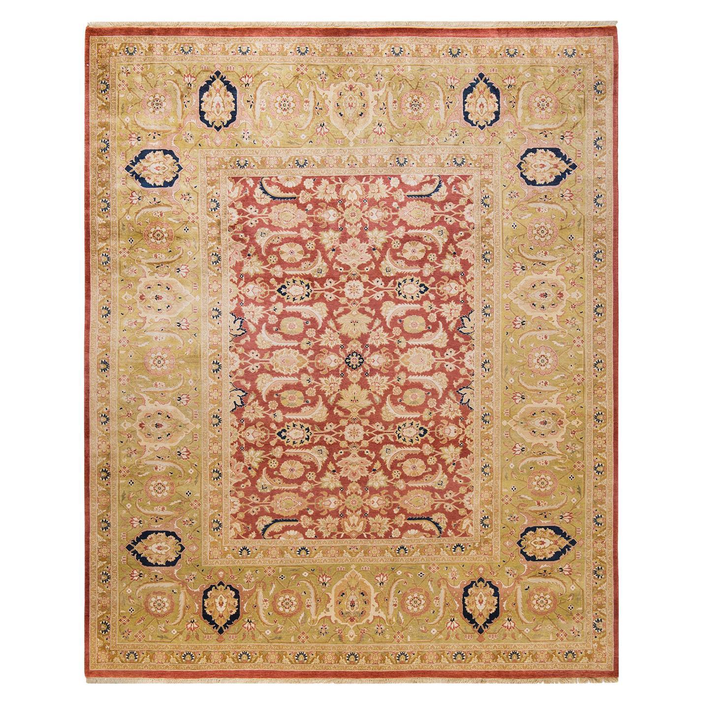 One-of-a-kind Hand Made Traditional Mogul Orange Area Rug