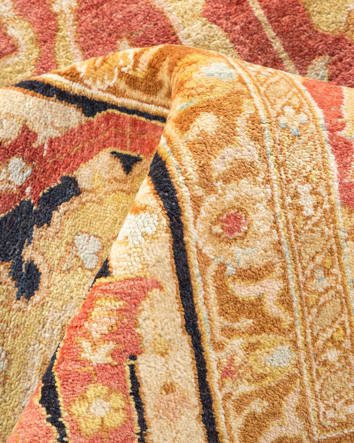 Other One-Of-A-Kind Hand Made Traditional Mogul Orange Area Rug For Sale