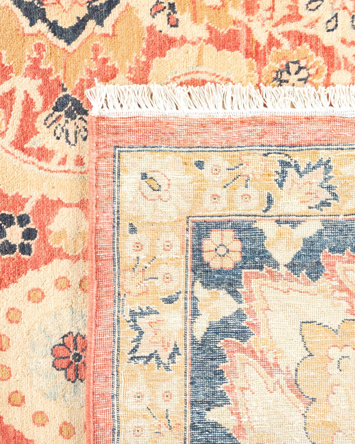 Hand-Knotted One-of-a-kind Hand Made Traditional Mogul Orange Area Rug For Sale