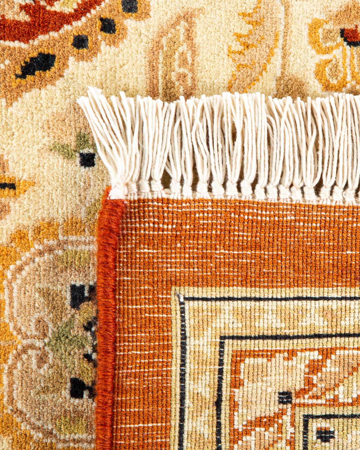 One-Of-A-Kind Hand Made Traditional Mogul Orange Area Rug In New Condition For Sale In Norwalk, CT