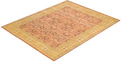 One-Of-A-Kind Hand Made Traditional Mogul Orange Area Rug